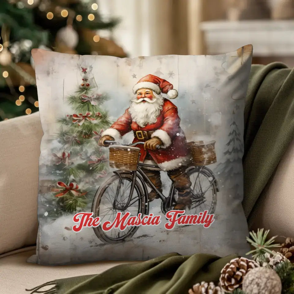 Christmas Vintage Santa - Custom Background - Pillow