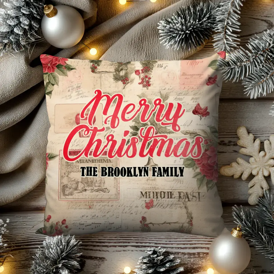 Classic Holiday Christmas - Custom Background - Pillow