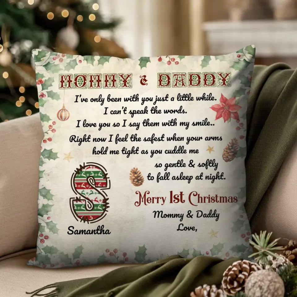 Mom And Daddy C - Custom Name - Pillow