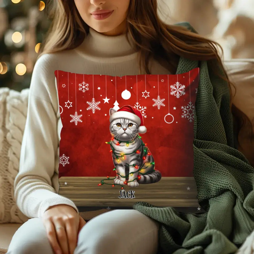 Cats Christmas - Custom Name - Pillow