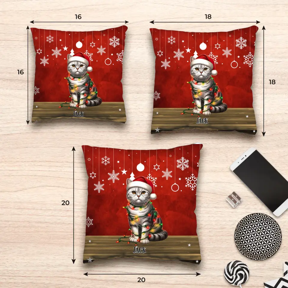 Cats Christmas - Custom Name - Pillow