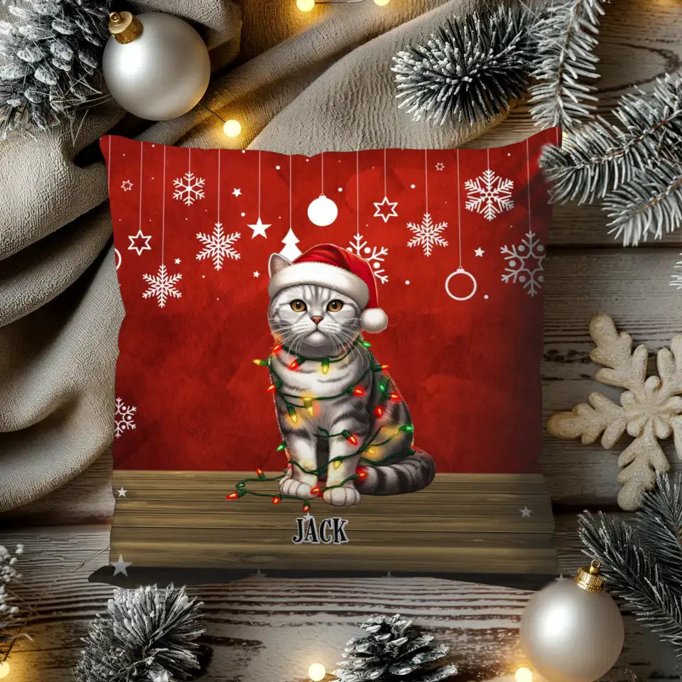 Cats Christmas - Custom Name - Pillow