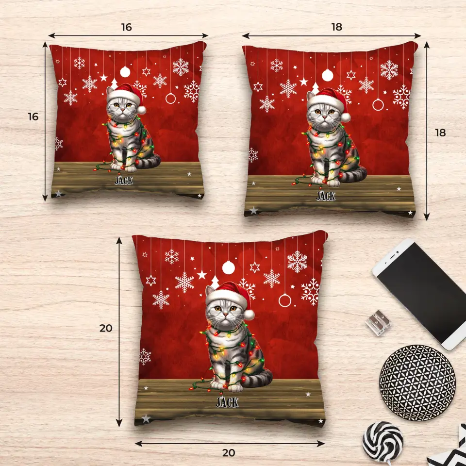 Cats Christmas - Custom Name - Pillow