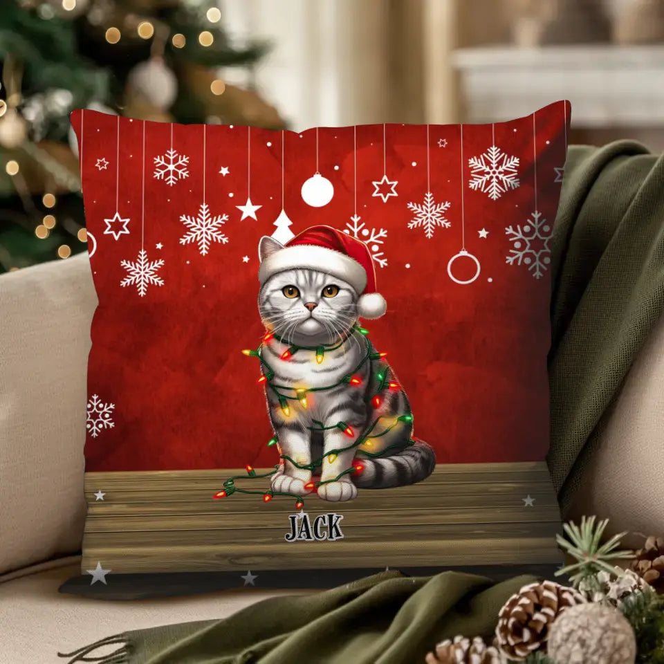 Cats Christmas - Custom Name - Pillow