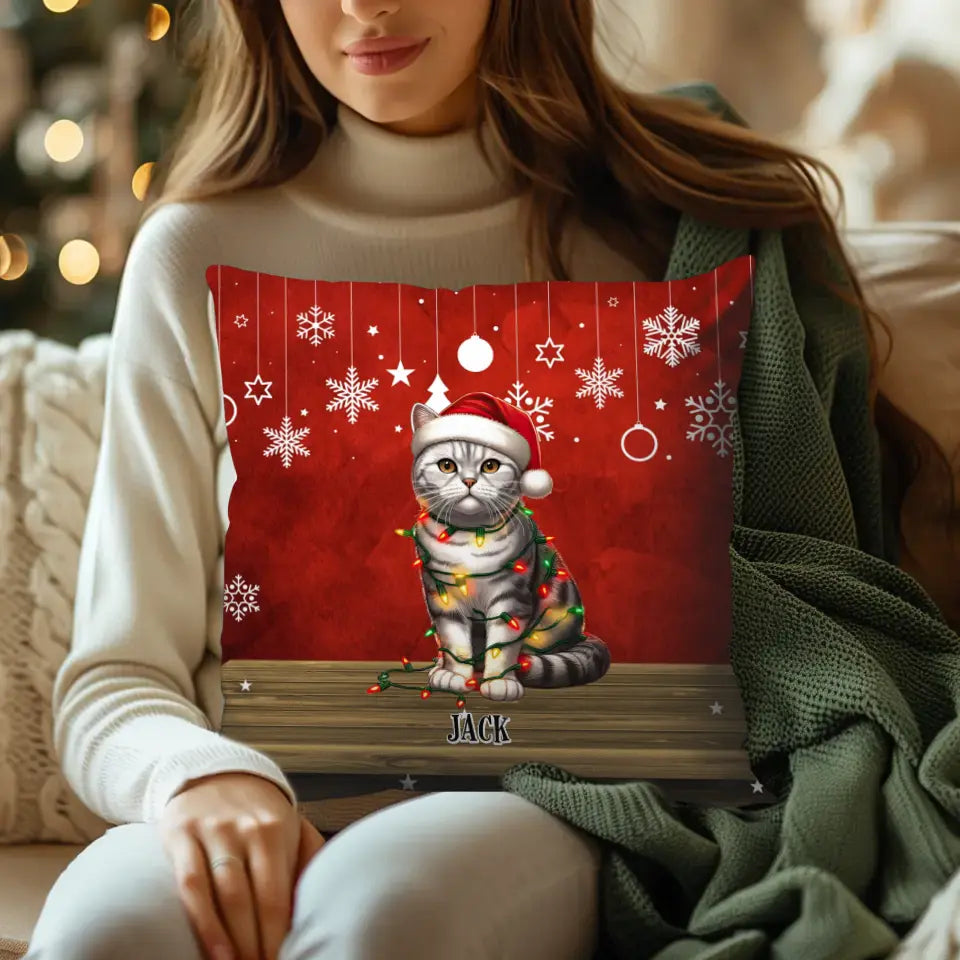 Cats Christmas - Custom Name - Pillow