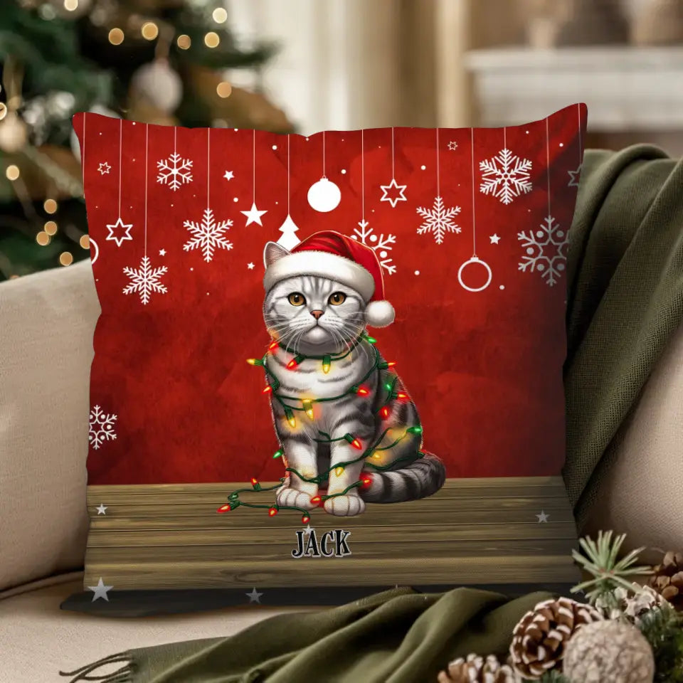 Cats Christmas - Custom Name - Pillow