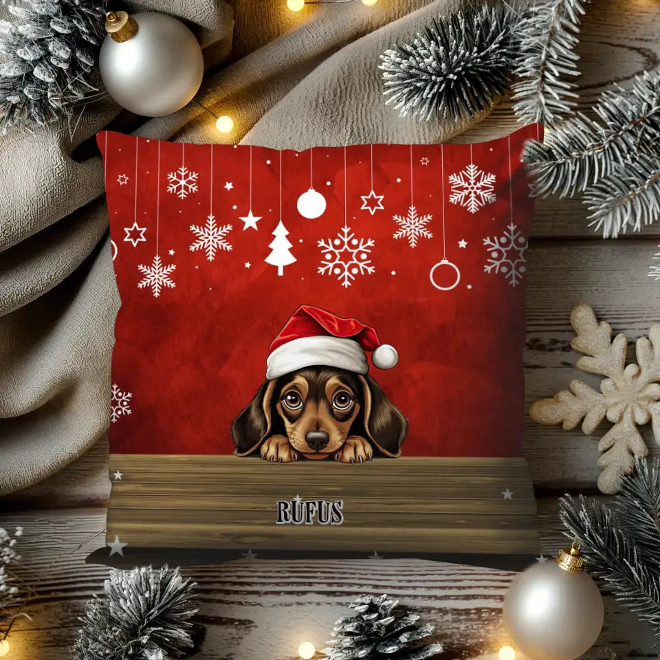 Woofy Christmas - Custom Name - Pillow