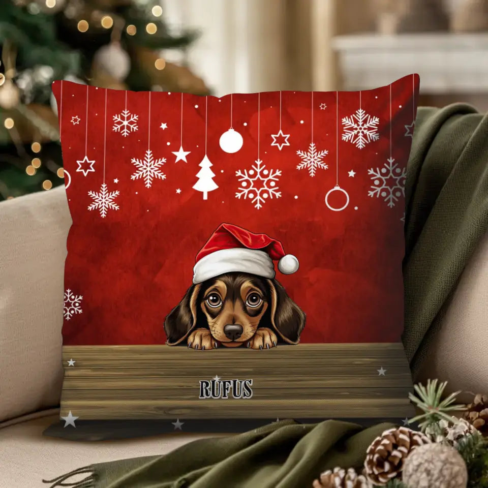 Woofy Christmas - Custom Name - Pillow