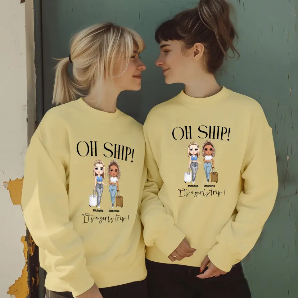 Oh Ship It's A Girls Trip - Personalized Gifts For Besties - Unisex T-shirt