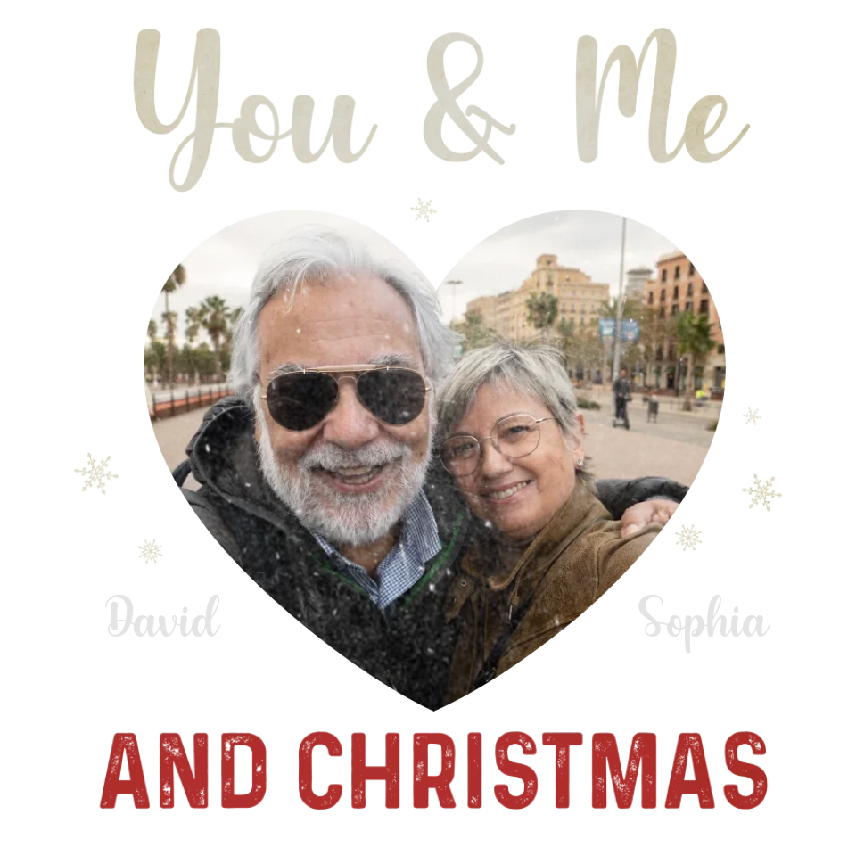 You & Me & Christmas - Custom Photo - Personalized Gift For Couples - Unisex Sweater