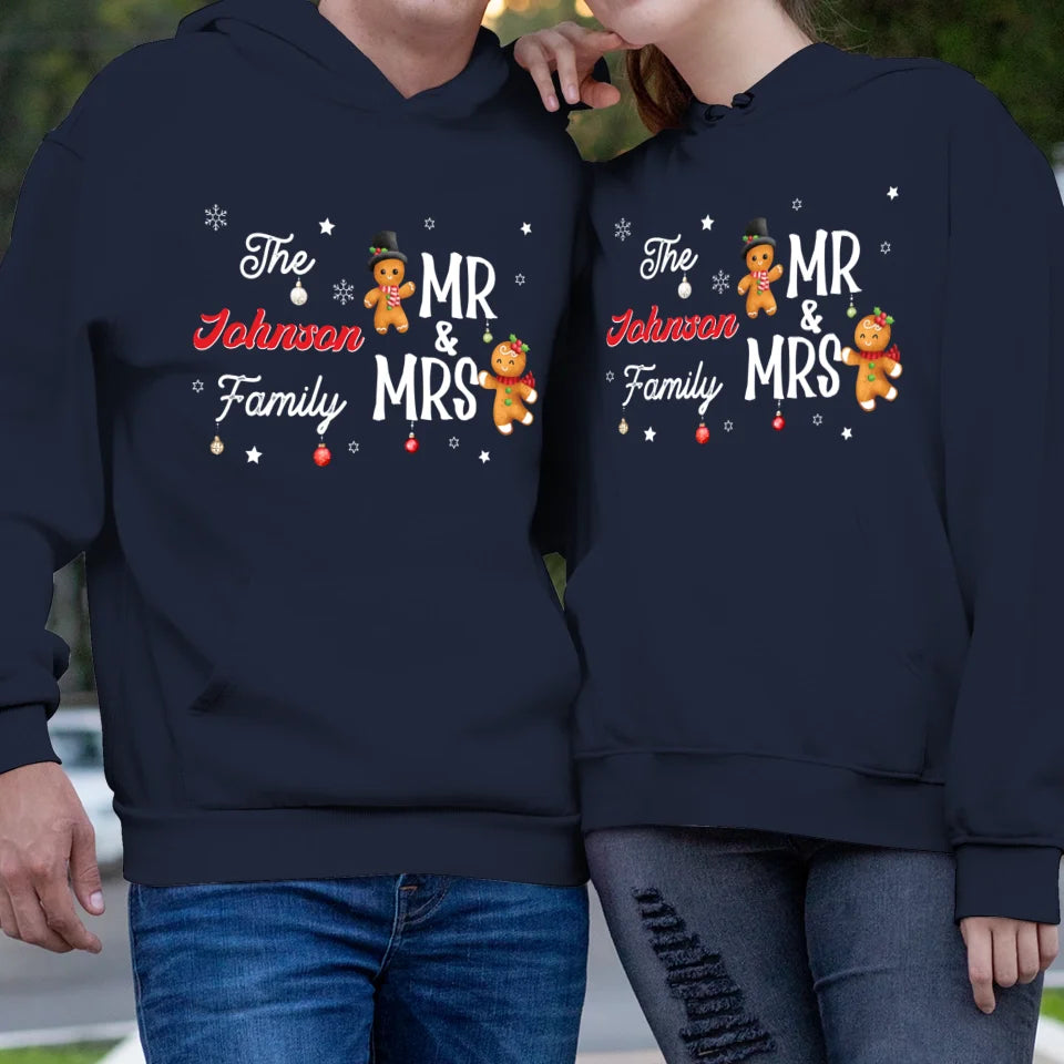 The Mr And Mrs Family Gingerbread - Custom Name - Personalized Gift For Couples - Unisex Hoodie