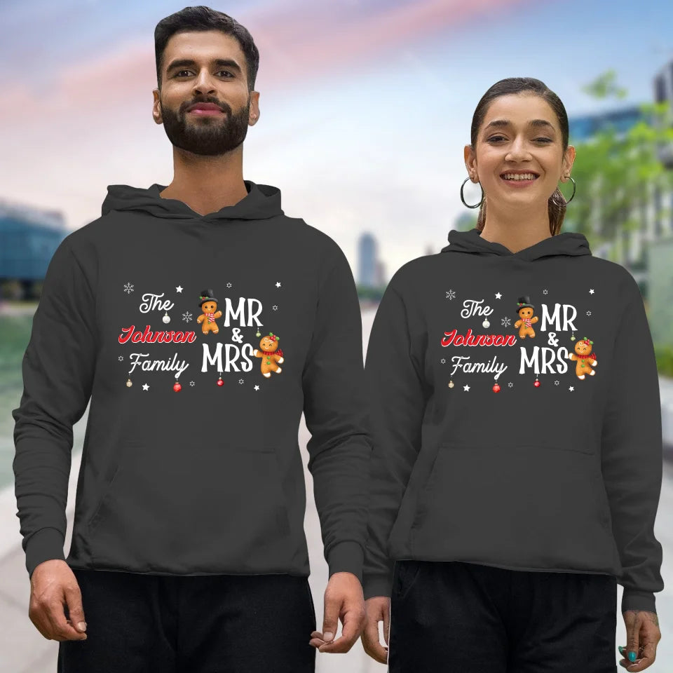 The Mr And Mrs Family Gingerbread - Custom Name - Personalized Gift For Couples - Unisex Hoodie