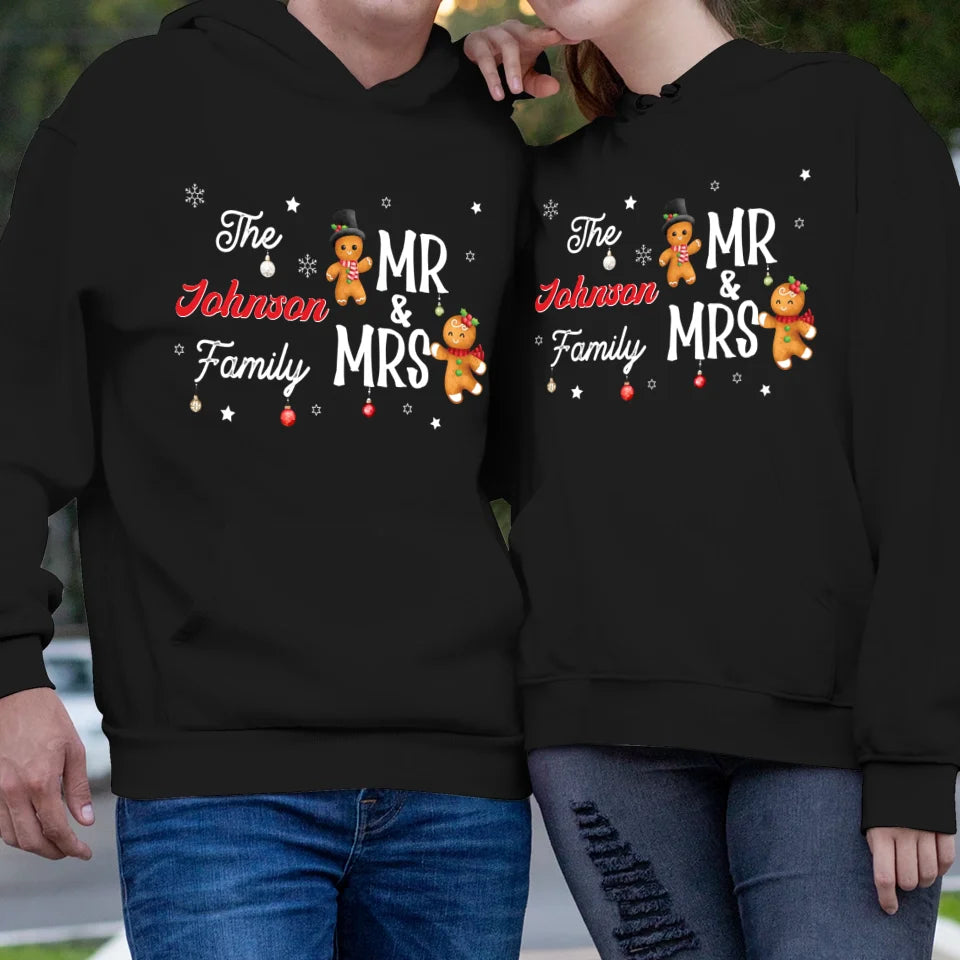 The Mr And Mrs Family Gingerbread - Custom Name - Personalized Gift For Couples - Unisex Hoodie