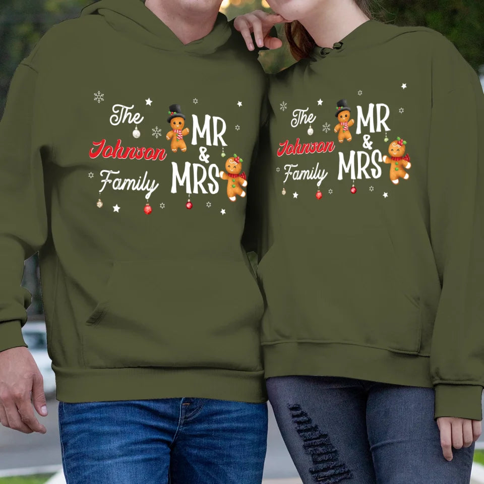 The Mr And Mrs Family Gingerbread - Custom Name - Personalized Gift For Couples - Unisex Hoodie