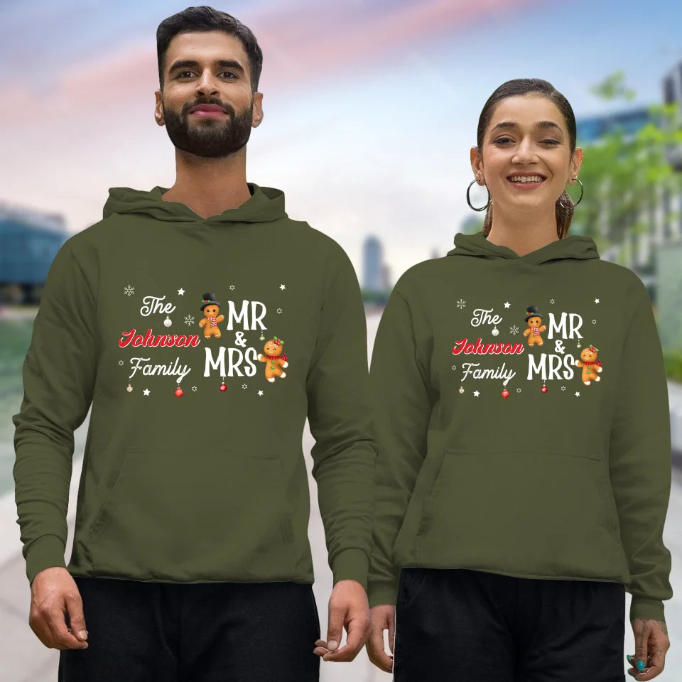 The Mr And Mrs Family Gingerbread - Custom Name - Personalized Gift For Couples - Unisex Hoodie