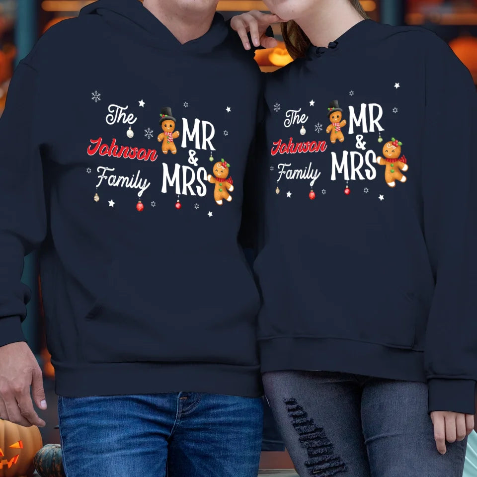 The Mr And Mrs Family Gingerbread - Custom Name - Personalized Gift For Couples - Unisex Hoodie