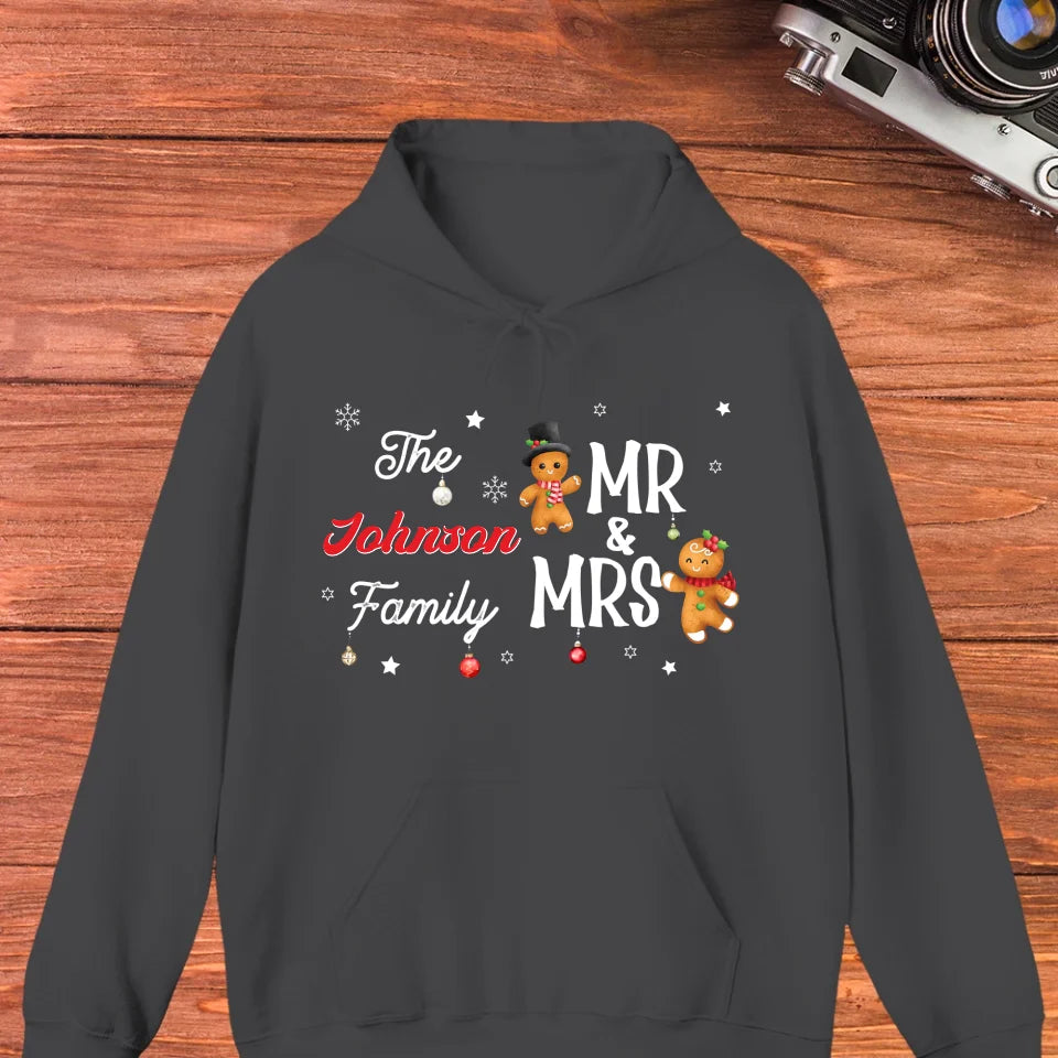 The Mr And Mrs Family Gingerbread - Custom Name - Personalized Gift For Couples - Unisex Hoodie