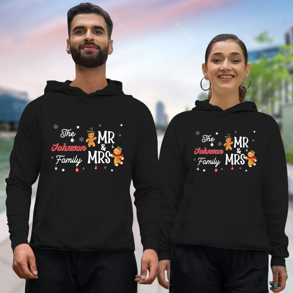 The Mr And Mrs Family Gingerbread - Custom Name - Personalized Gift For Couples - Unisex Hoodie