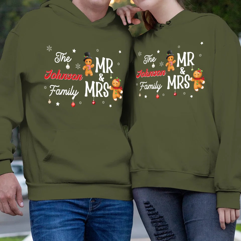 The Mr And Mrs Family Gingerbread - Custom Name - Personalized Gift For Couples - Unisex Hoodie