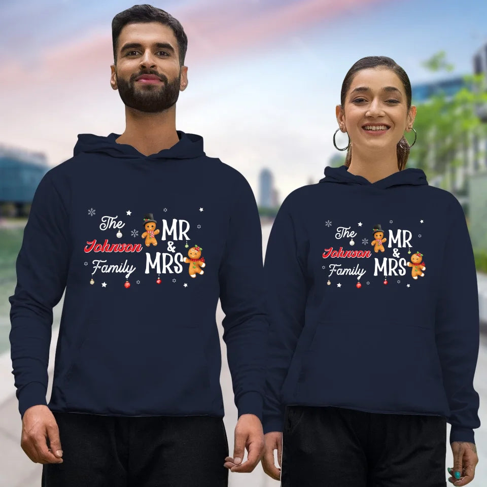 The Mr And Mrs Family Gingerbread - Custom Name - Personalized Gift For Couples - Unisex Hoodie