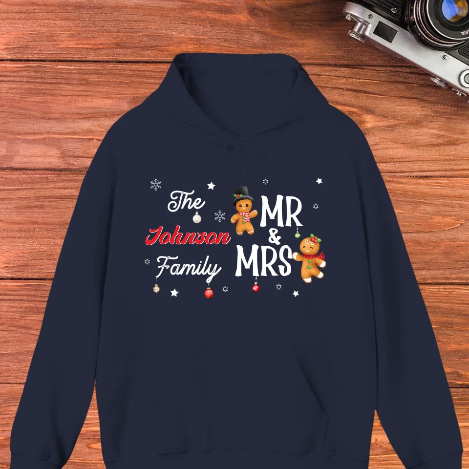 The Mr And Mrs Family Gingerbread - Custom Name - Personalized Gift For Couples - Unisex Hoodie