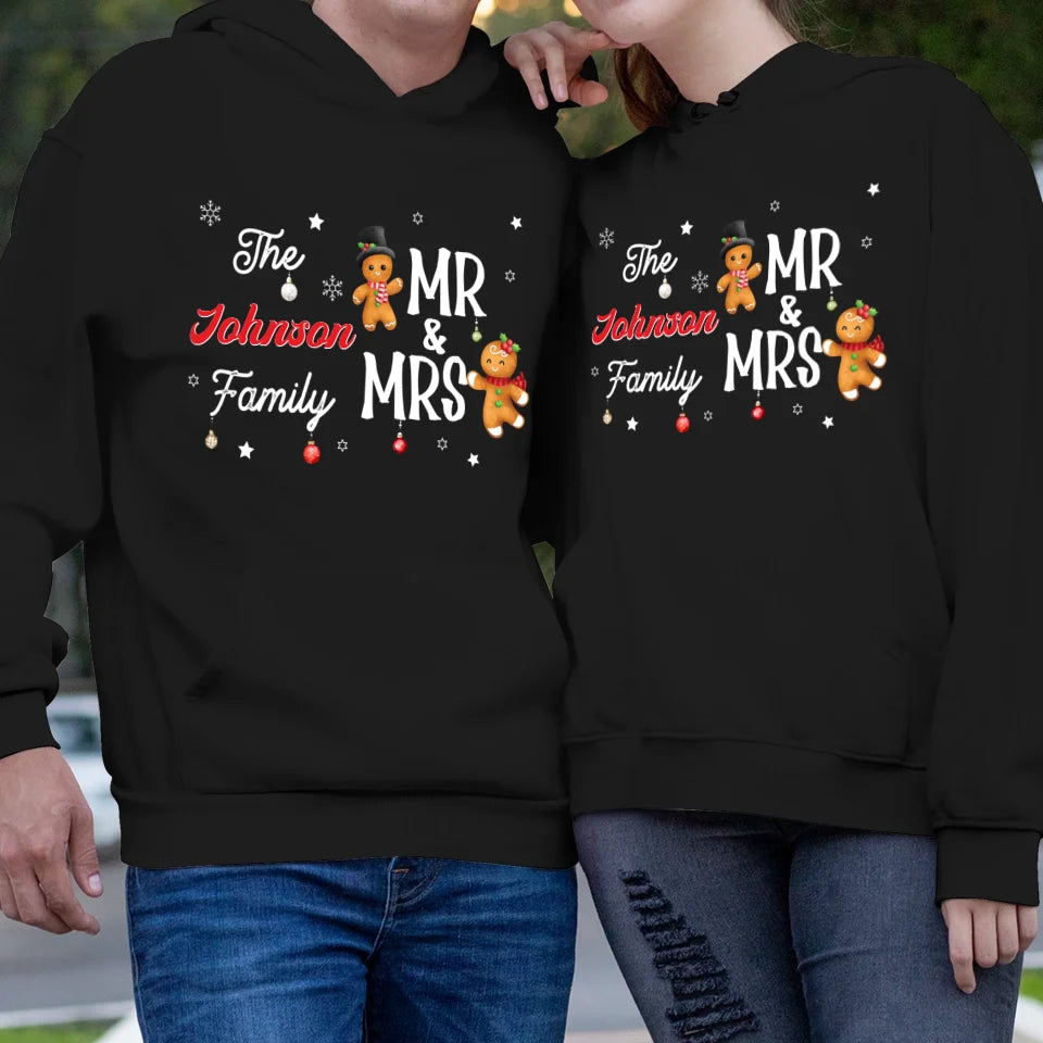 The Mr And Mrs Family Gingerbread - Custom Name - Personalized Gift For Couples - Unisex Hoodie