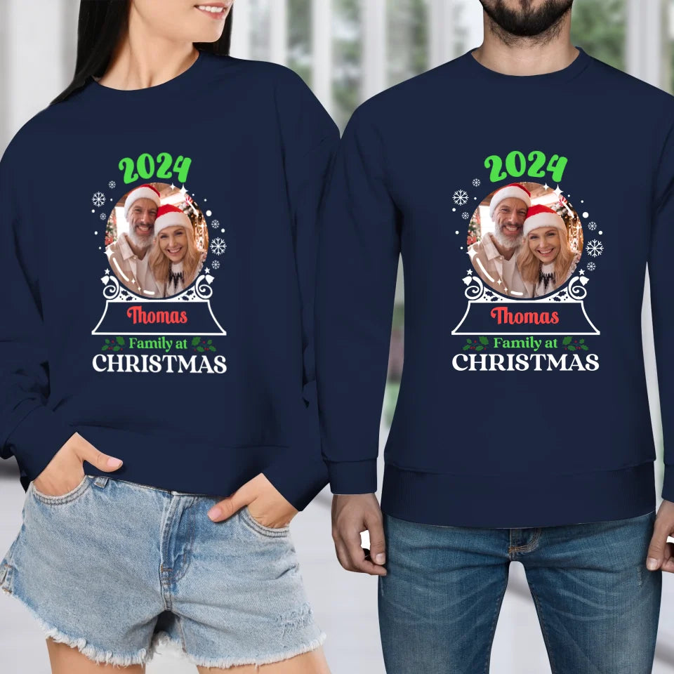 Family Christmas Ball - Custom Photo - Personalized Gift For Couples - Unisex Sweater