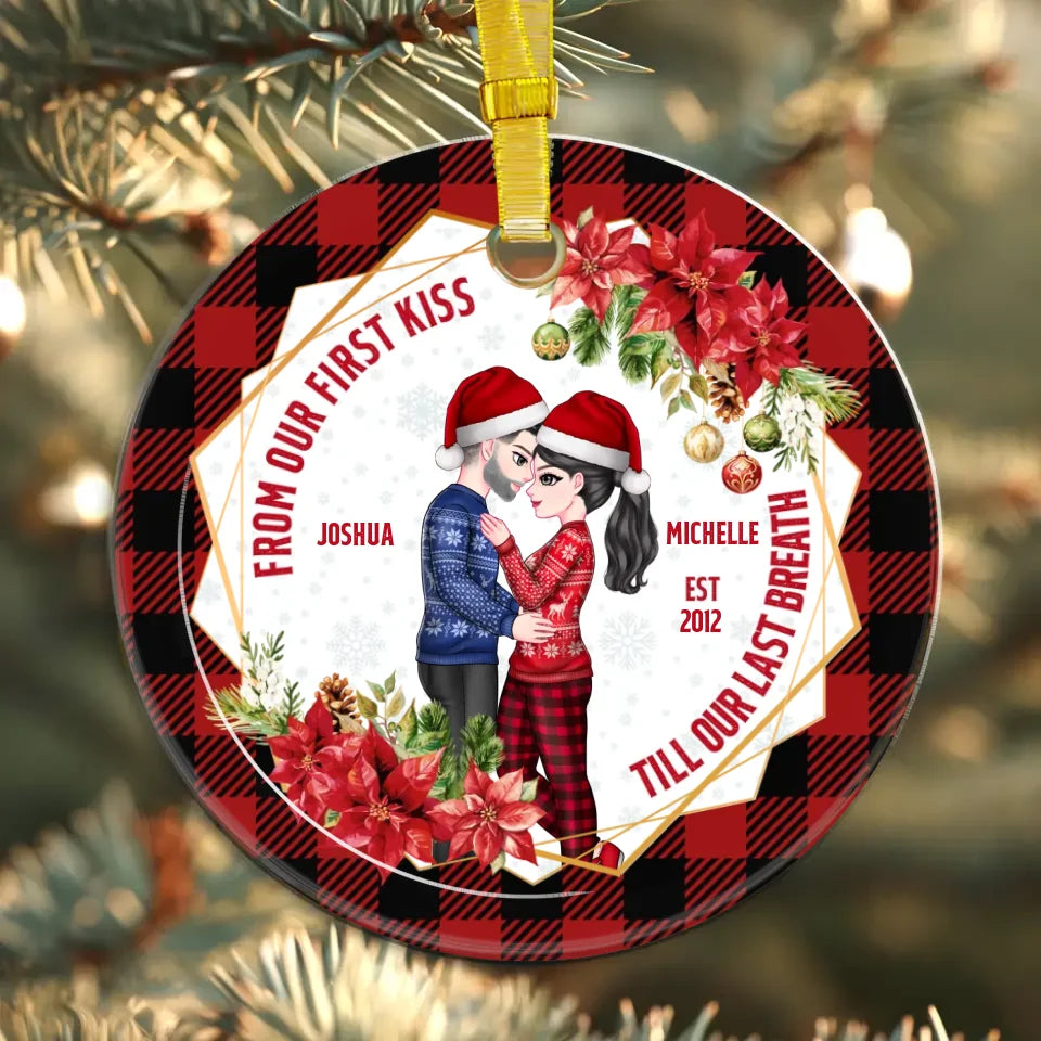 From Our First Kiss - Custom Name - Personalized Gifts For Couple - Ornament