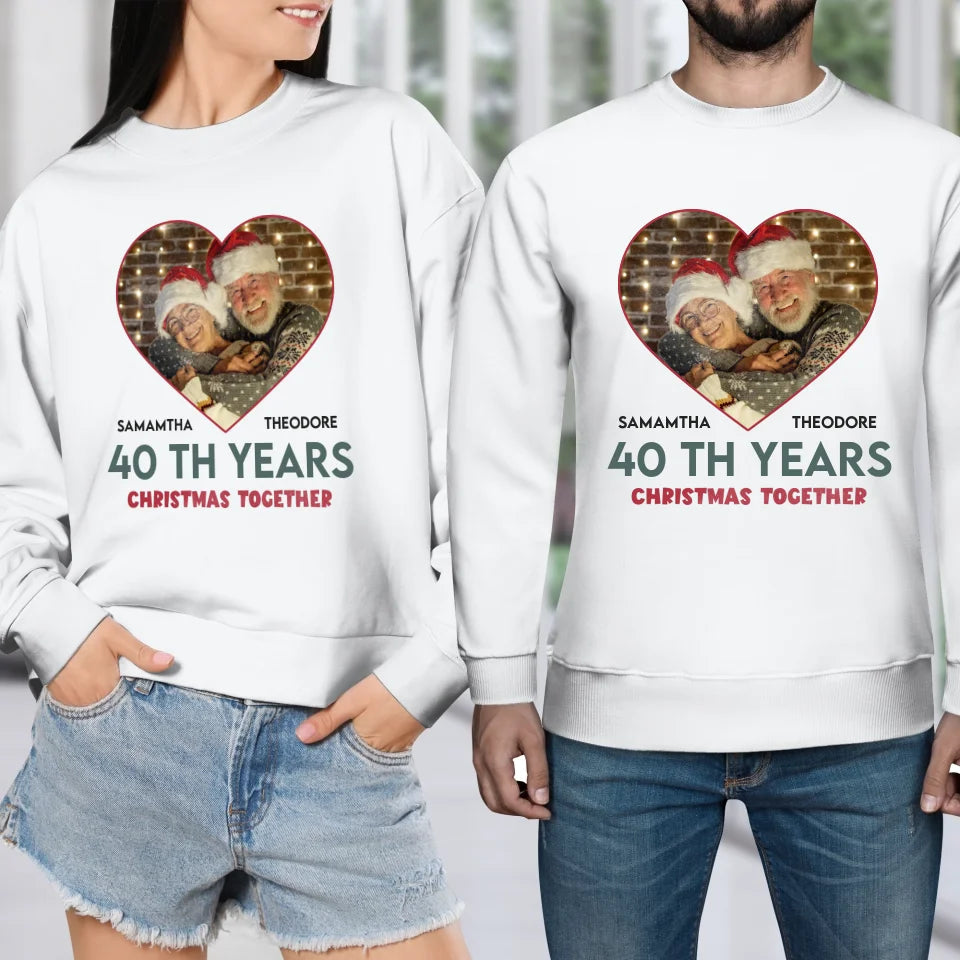 Christmas Together With Partner - Custom Photo - Personalized Gift For Couples - Unisex Sweater