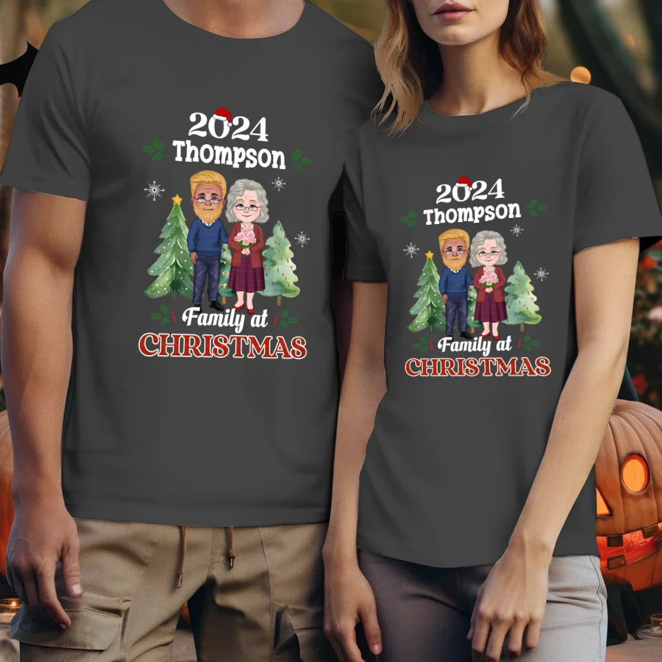 Family At Christmas - Custom Name - Personalized Gift For Couples - Unisex T-Shirt