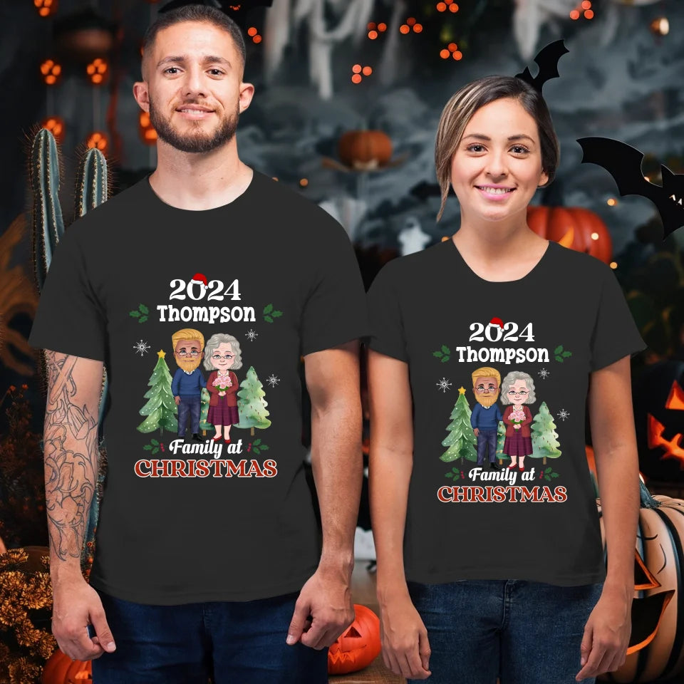 Family At Christmas - Custom Name - Personalized Gift For Couples - Unisex T-Shirt