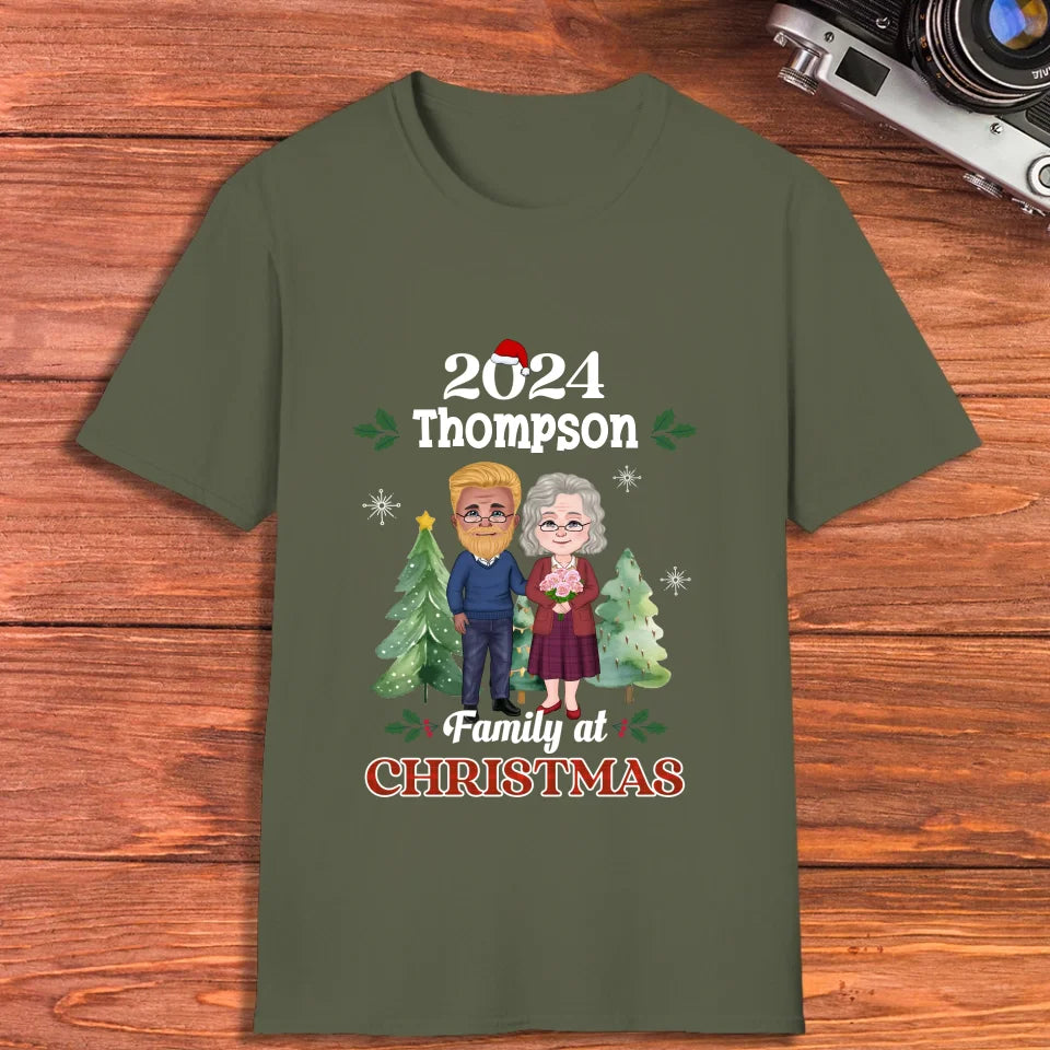 Family At Christmas - Custom Name - Personalized Gift For Couples - Unisex T-Shirt