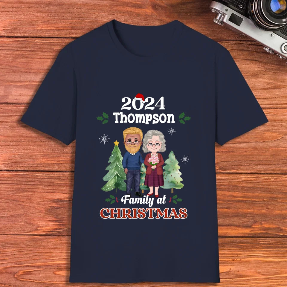 Family At Christmas - Custom Name - Personalized Gift For Couples - Unisex T-Shirt