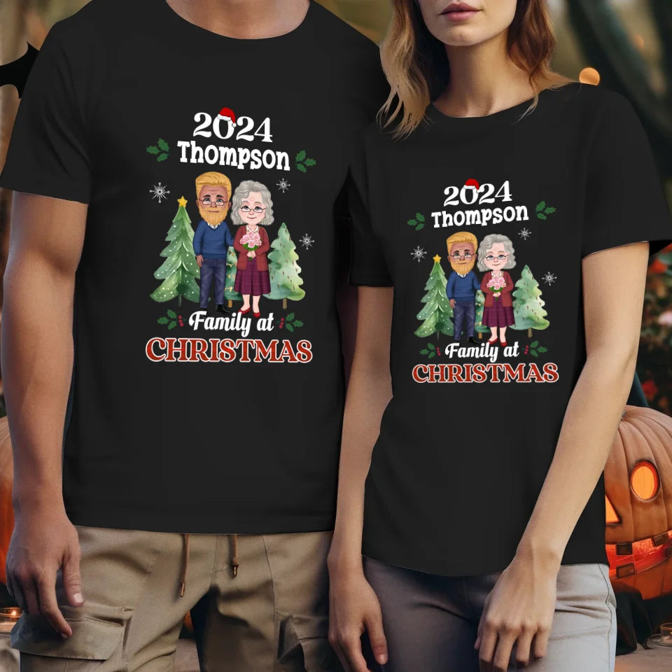 Family At Christmas - Custom Name - Personalized Gift For Couples - Unisex T-Shirt