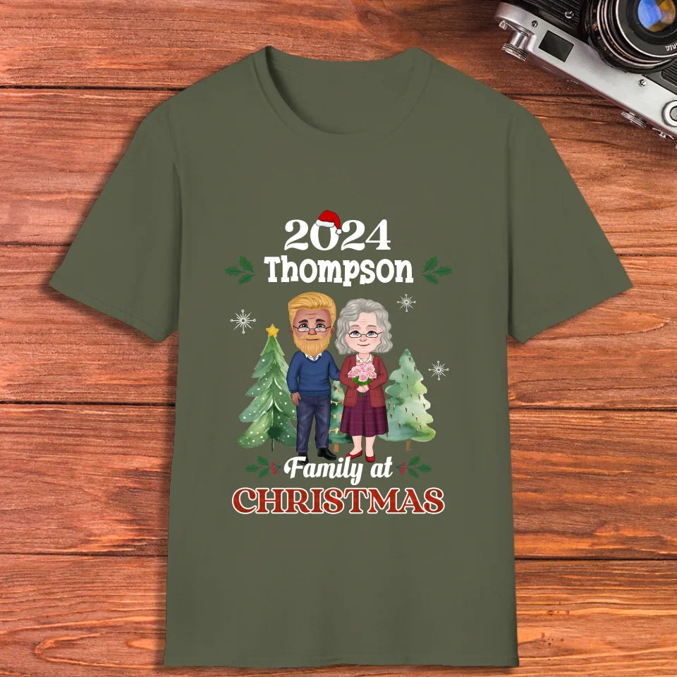 Family At Christmas - Custom Name - Personalized Gift For Couples - Unisex T-Shirt