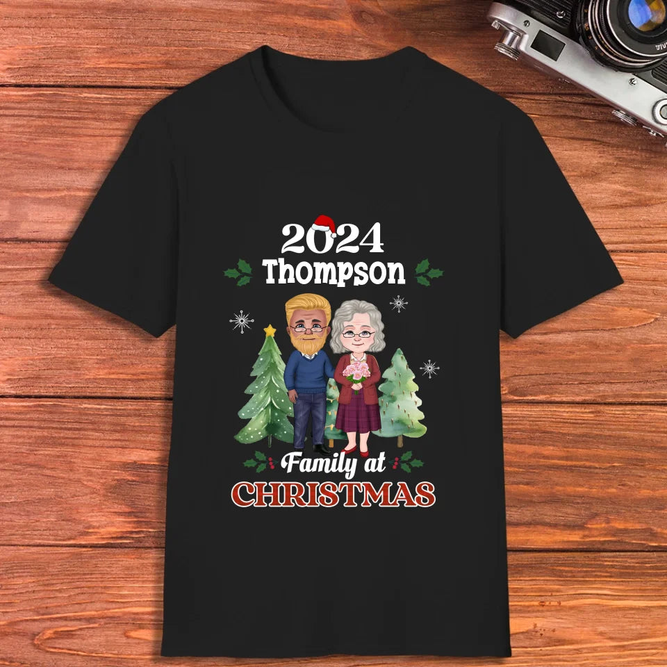 Family At Christmas - Custom Name - Personalized Gift For Couples - Unisex T-Shirt