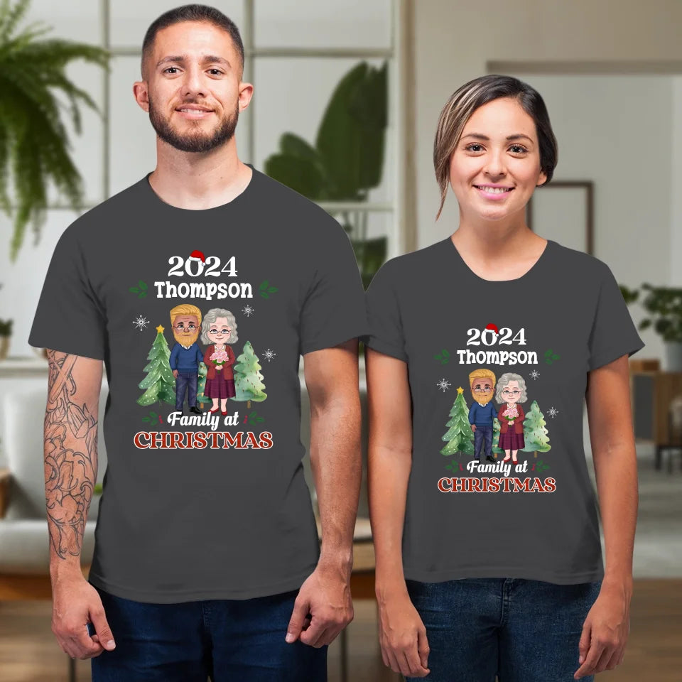 Family At Christmas - Custom Name - Personalized Gift For Couples - Unisex T-Shirt