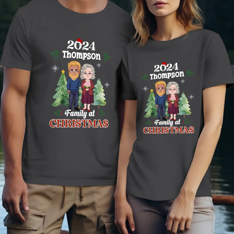 Family At Christmas - Custom Name - Personalized Gift For Couples - Unisex T-Shirt