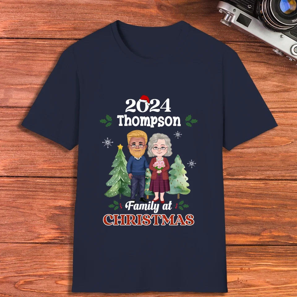 Family At Christmas - Custom Name - Personalized Gift For Couples - Unisex T-Shirt