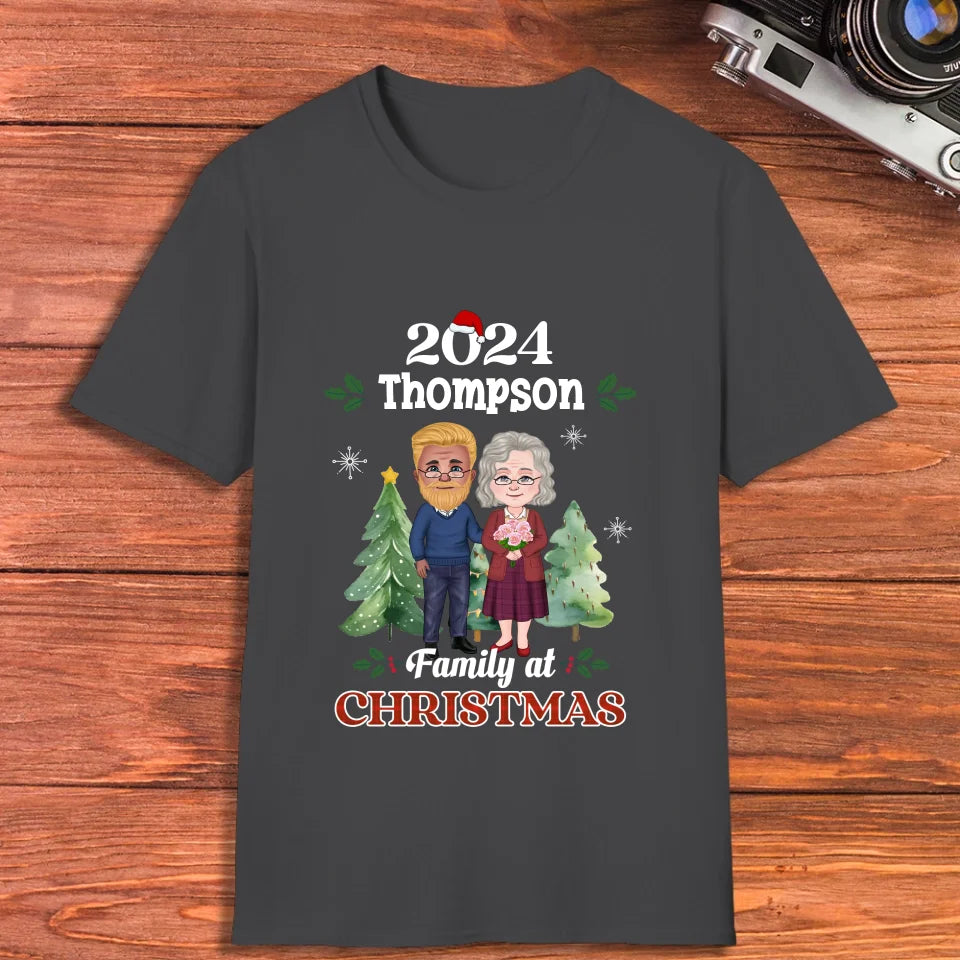 Family At Christmas - Custom Name - Personalized Gift For Couples - Unisex T-Shirt