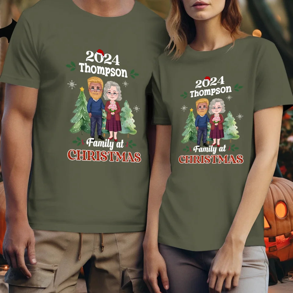 Family At Christmas - Custom Name - Personalized Gift For Couples - Unisex T-Shirt