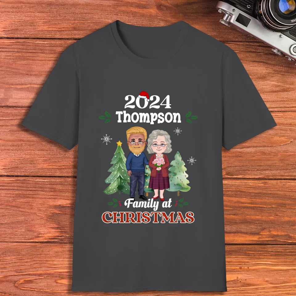 Family At Christmas - Custom Name - Personalized Gift For Couples - Unisex T-Shirt