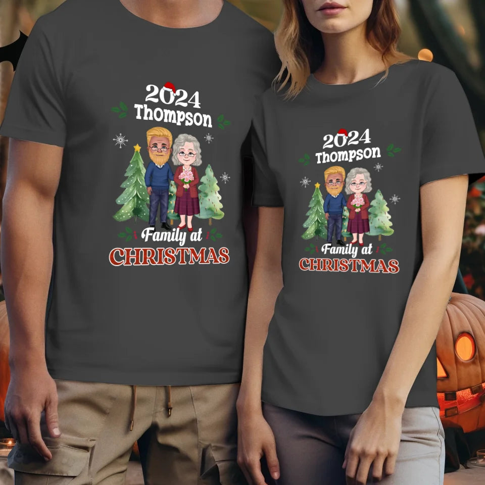 Family At Christmas - Custom Name - Personalized Gift For Couples - Unisex T-Shirt