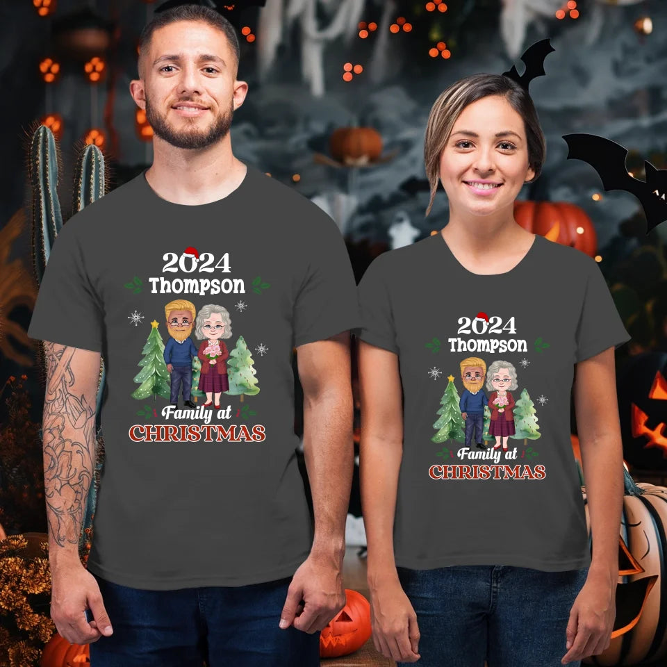 Family At Christmas - Custom Name - Personalized Gift For Couples - Unisex T-Shirt