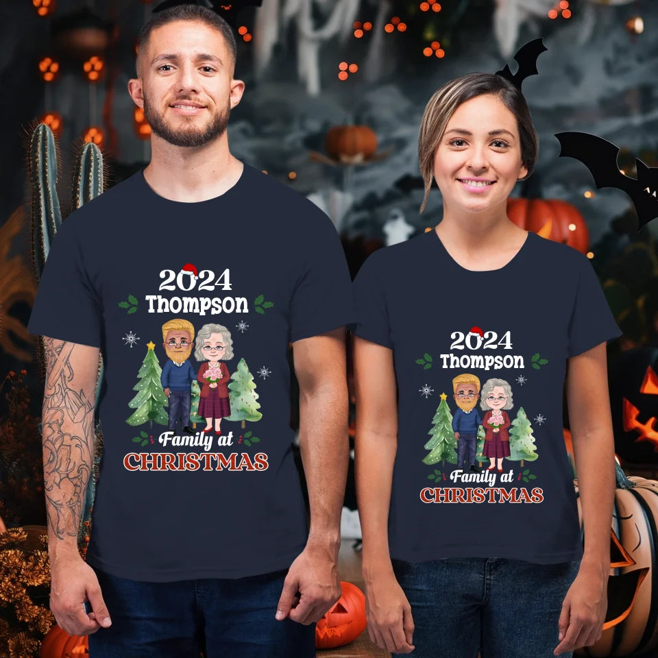 Family At Christmas - Custom Name - Personalized Gift For Couples - Unisex T-Shirt