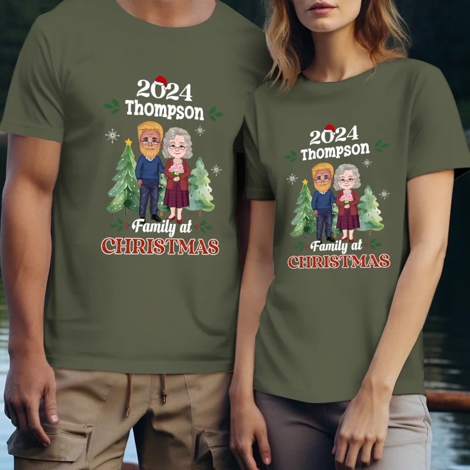 Family At Christmas - Custom Name - Personalized Gift For Couples - Unisex T-Shirt