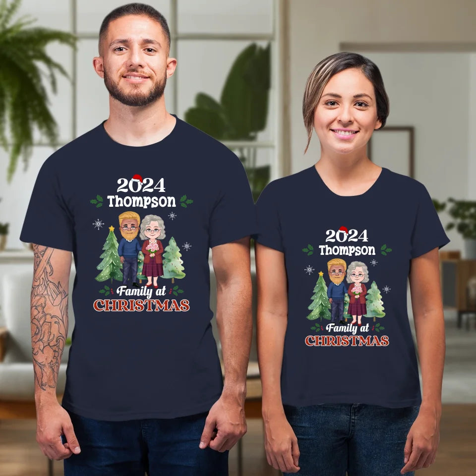 Family At Christmas - Custom Name - Personalized Gift For Couples - Unisex T-Shirt