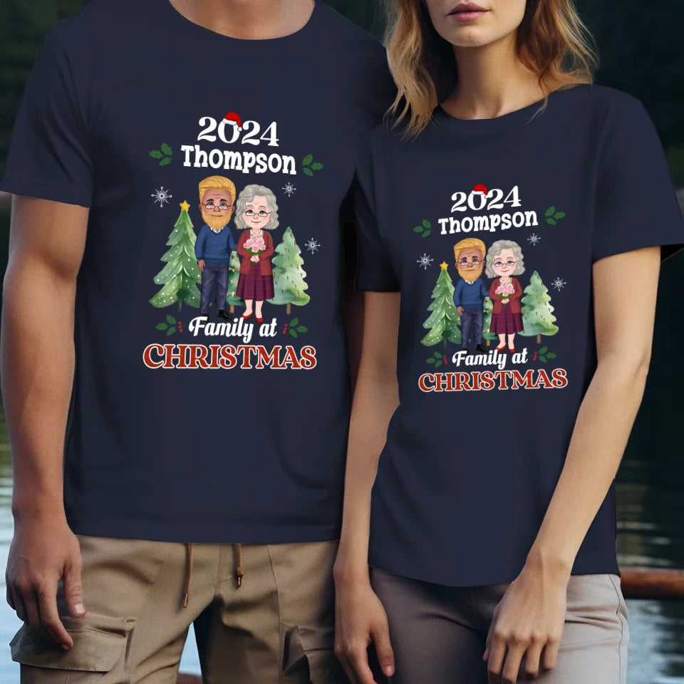 Family At Christmas - Custom Name - Personalized Gift For Couples - Unisex T-Shirt