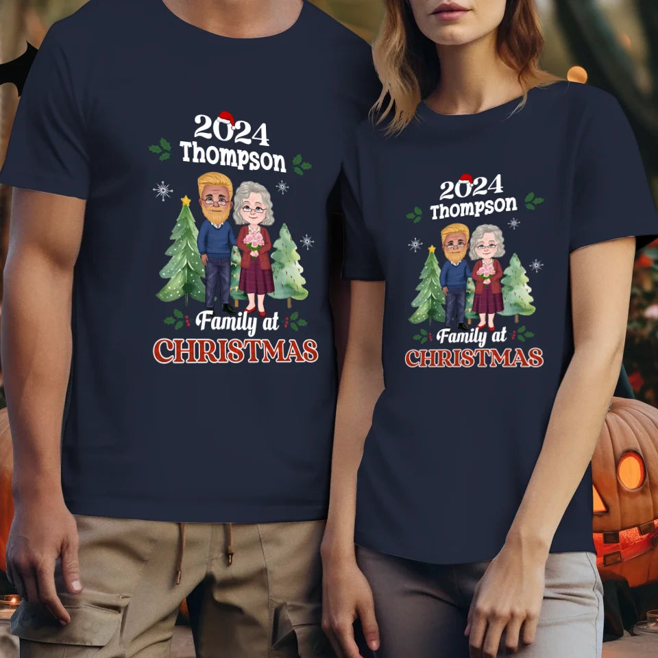 Family At Christmas - Custom Name - Personalized Gift For Couples - Unisex T-Shirt