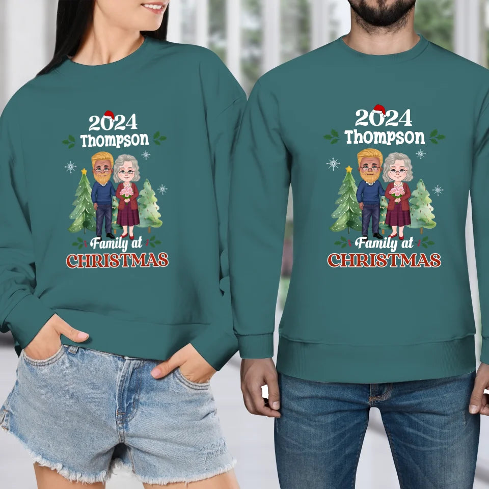 Family At Christmas - Custom Name - Personalized Gift For Couples - Unisex Sweater